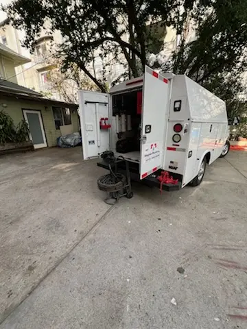Magnet Plumbing service vehicle on-site for Faucet Repair in River Oaks Condominiums